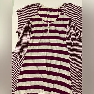 Lane Bryant Red White Striped Sheer Blouse Womens Plus Size 3X - 26/28